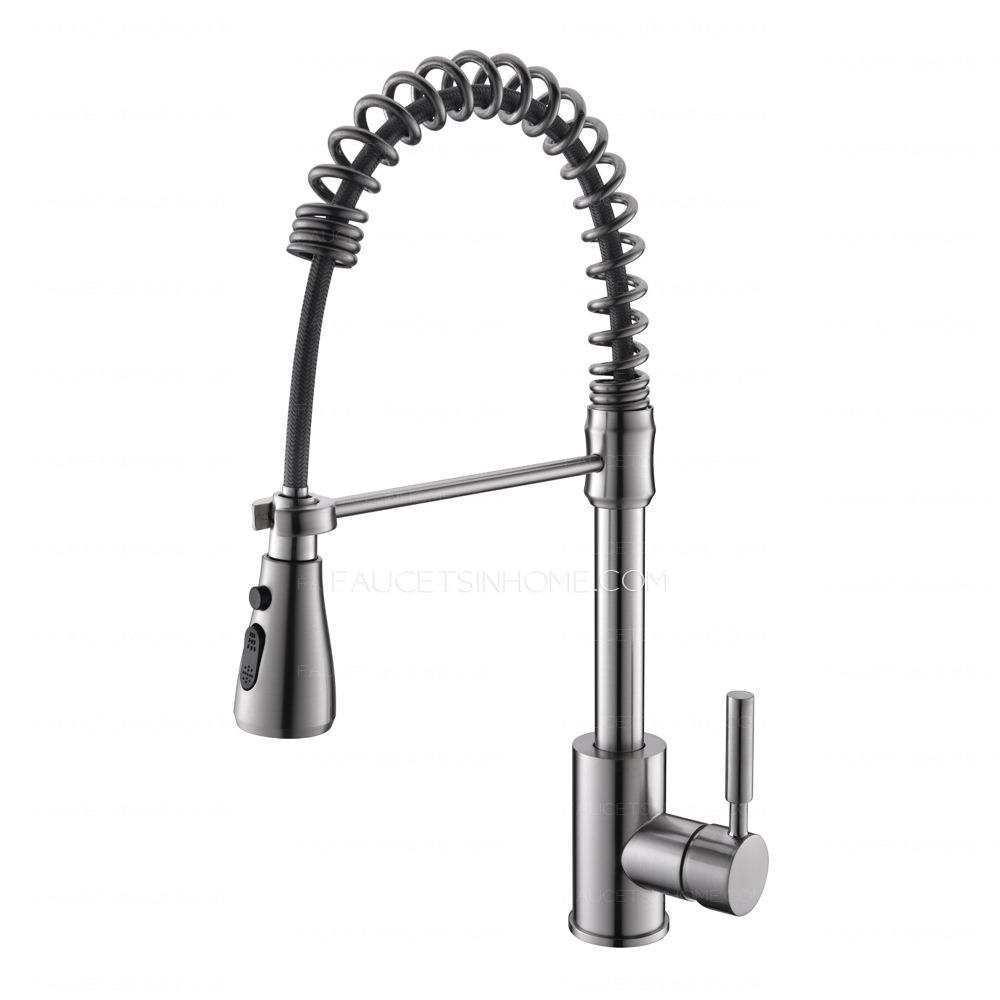 Pullout Spray Floor Mounted Spring Kitchen Sink Faucet American Retro