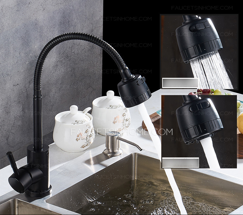 Matte Black Single Handle 360 Degree Universal Kitchen Sink Faucets