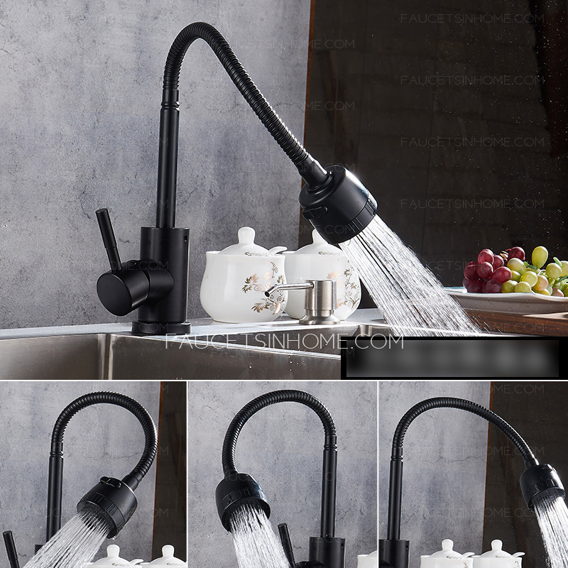 Matte Black Single Handle 360 Degree Universal Kitchen Sink Faucets
