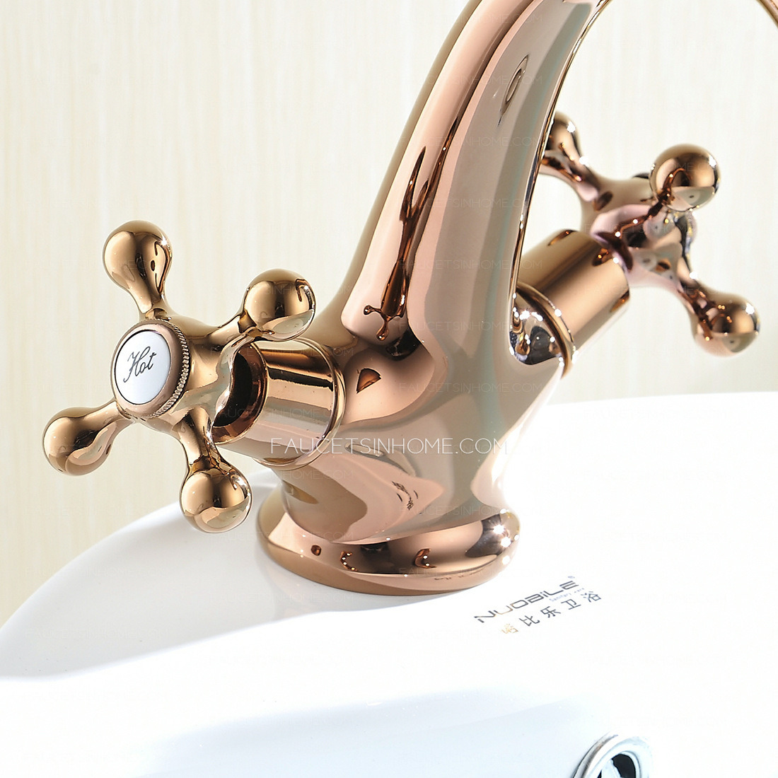 Rose Gold Chrome Plated Brass Bathroom  Sink Faucets Antique Bowl Taps
