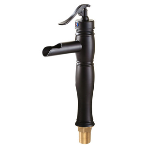 Vinsally Waterfall Oil Black Bronze Bathroom Faucets Brass Upmount Mixer Tap