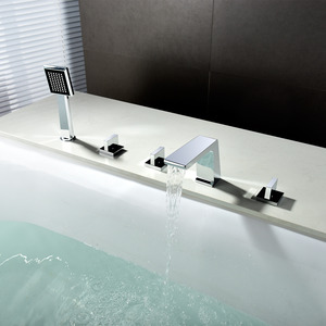 Pullout Brass Bathtub Faucets Mixer Bathroom Waterfall Chrome Taps