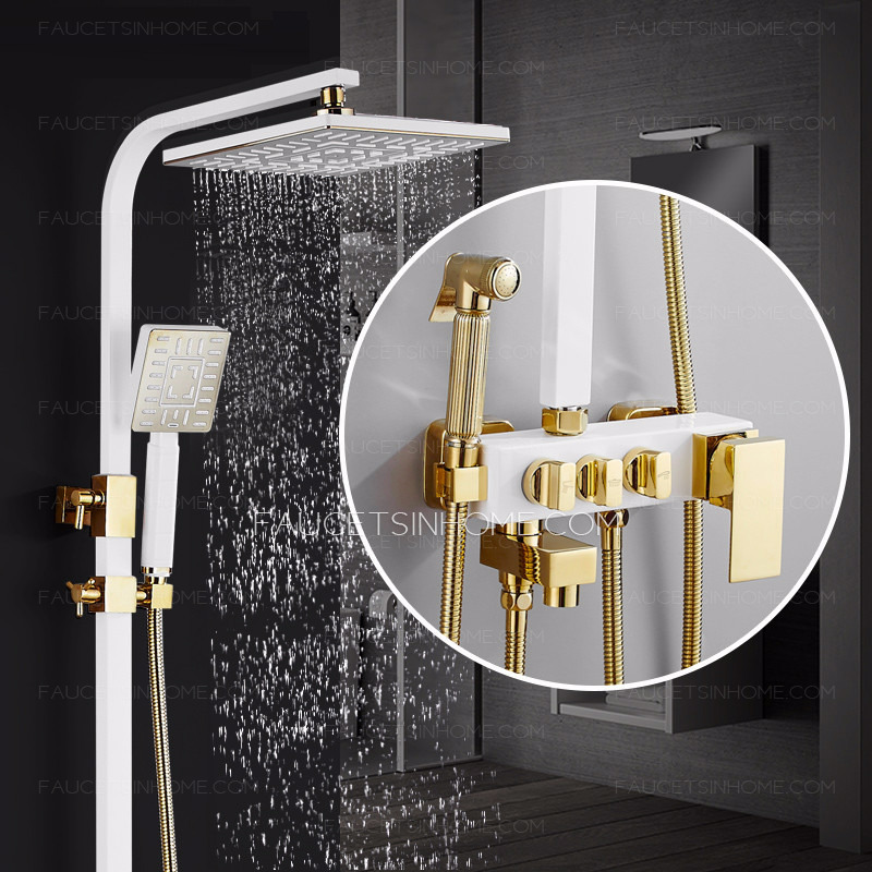 Modern Brass Bathroom Shower Set Wall Mounted Spray Faucet