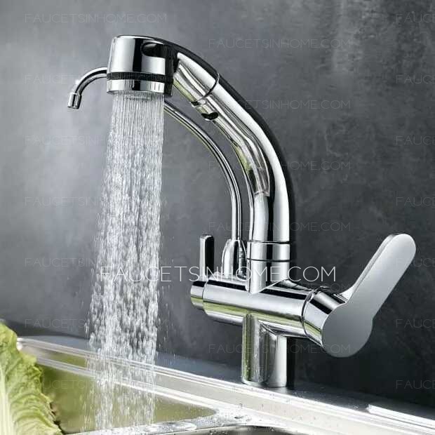 Bridge Double Shower Faucet Two Handle Kitchen Mixer Tap Designer