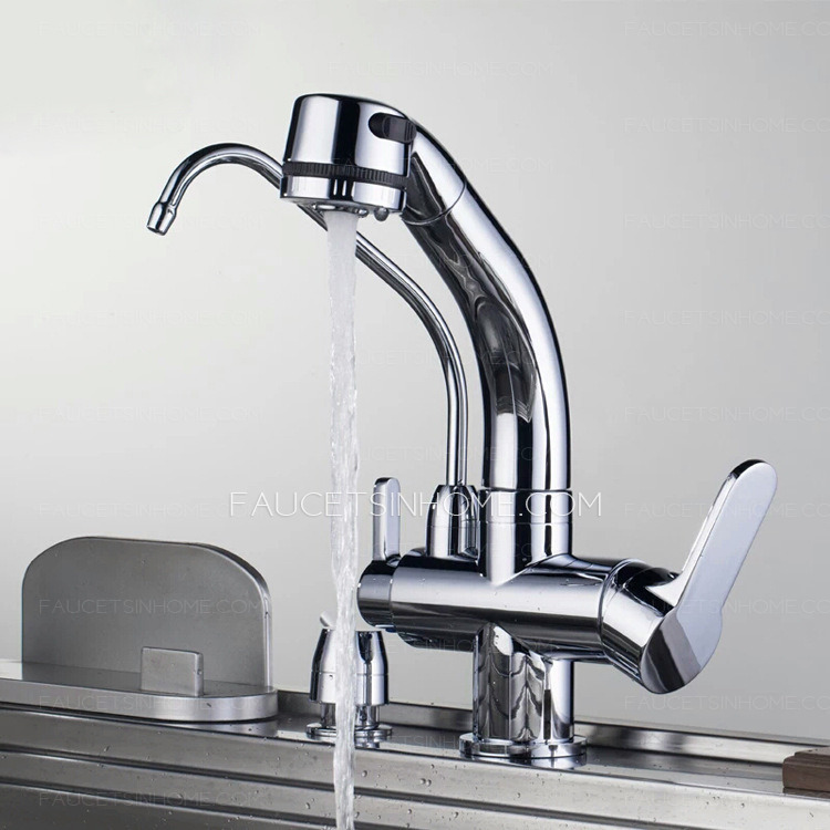 Bridge Double Shower Faucet Two Handle Kitchen Mixer Tap Designer