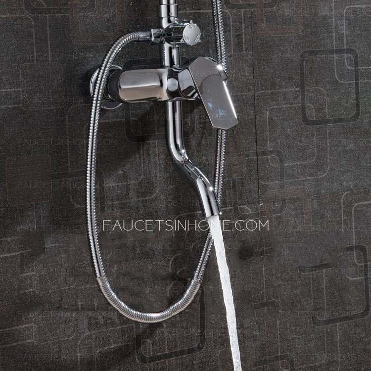 Waterfall Sliver Brass Modern Single Handle Bathroom Shower System 