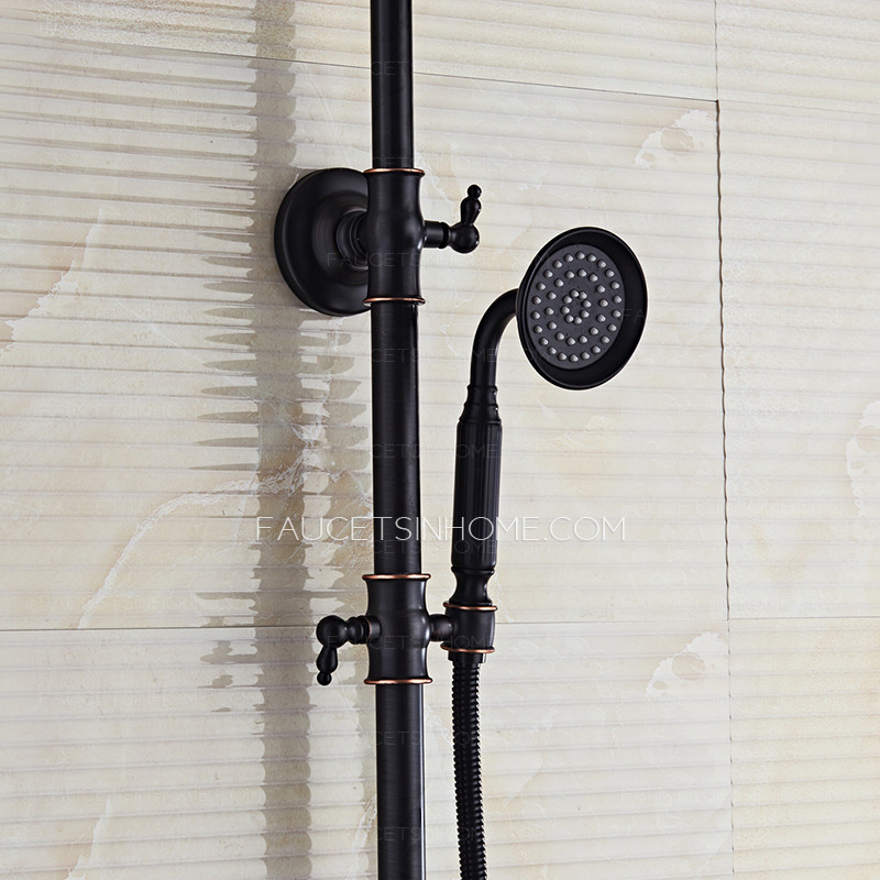 Nordic Matte Black Brass Retro Cold Water Mixed Bathroom Shower System