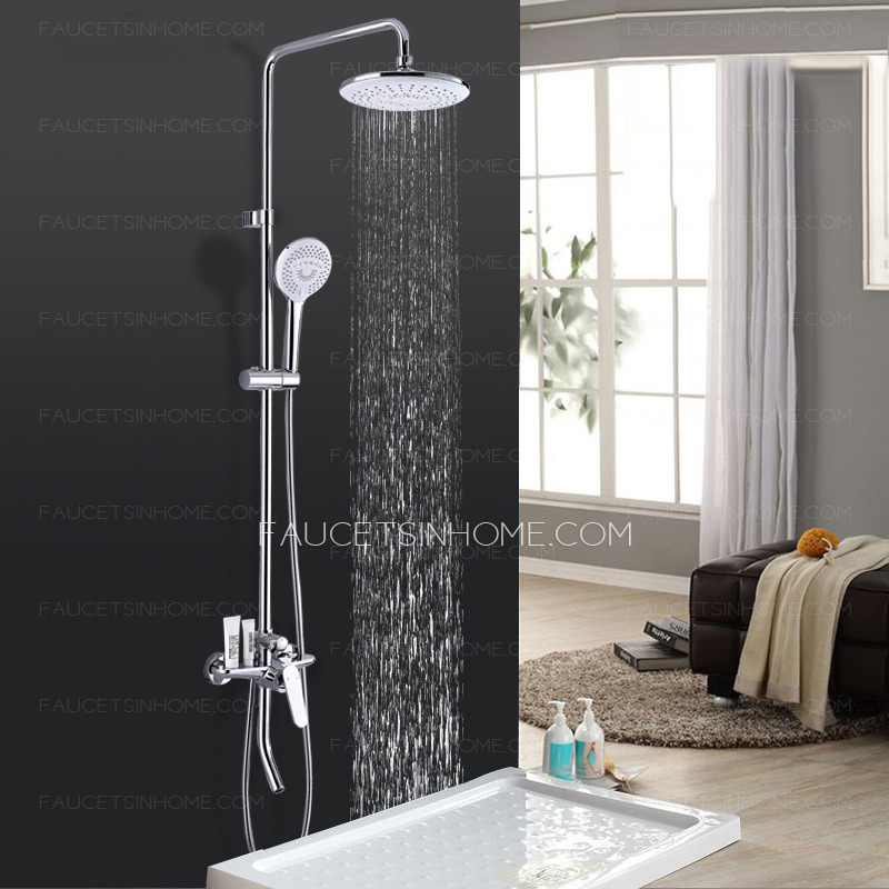 Waterfall Sliver Brass Modern Cold Water Mixxed Bathroom Shower System 