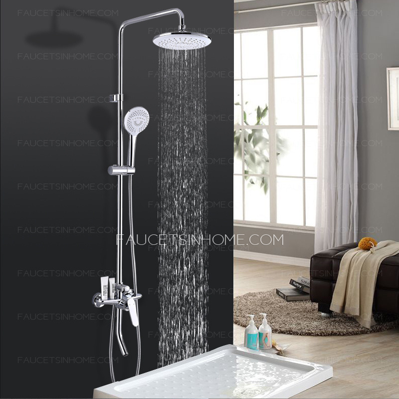 Waterfall Sliver Brass Modern Cold Water Mixxed Bathroom Shower System 