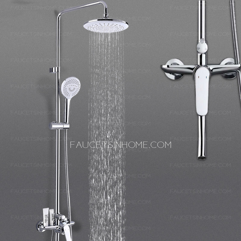 Waterfall Sliver Brass Modern Cold Water Mixxed Bathroom Shower System 