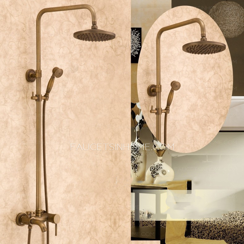 Retro Brass Waterfall Nordic Luxury Golden Bathroom Shower System 