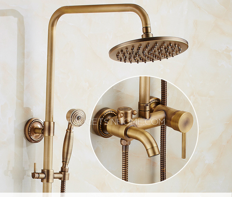 Retro Brass Waterfall Nordic Luxury Golden Bathroom Shower System 