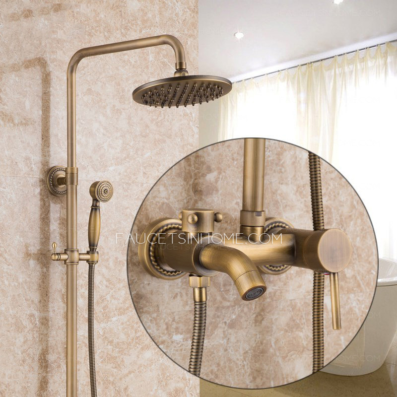 Retro Brass Waterfall Nordic Luxury Golden Bathroom Shower System 