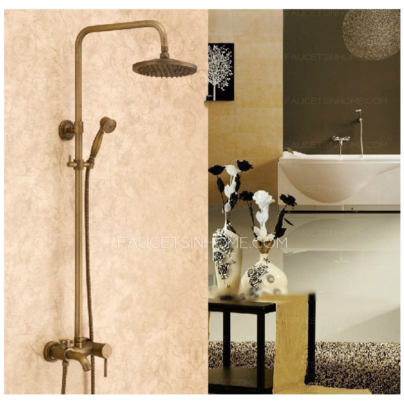 Retro Brass Waterfall Nordic Luxury Golden Bathroom Shower System 