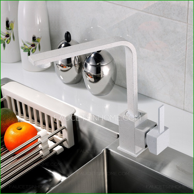 Brass White Hot Water MIxed Granite Universal Kitchen Shower Faucet 