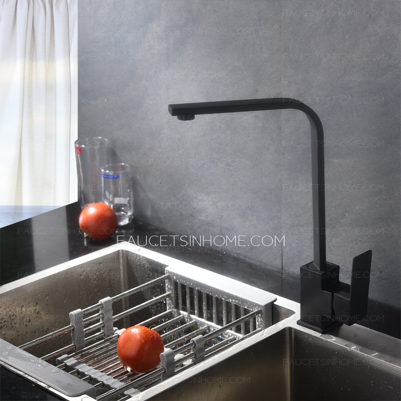 Matte Black Stanless Steel Square Single Handle Kitchen Shower Faucet