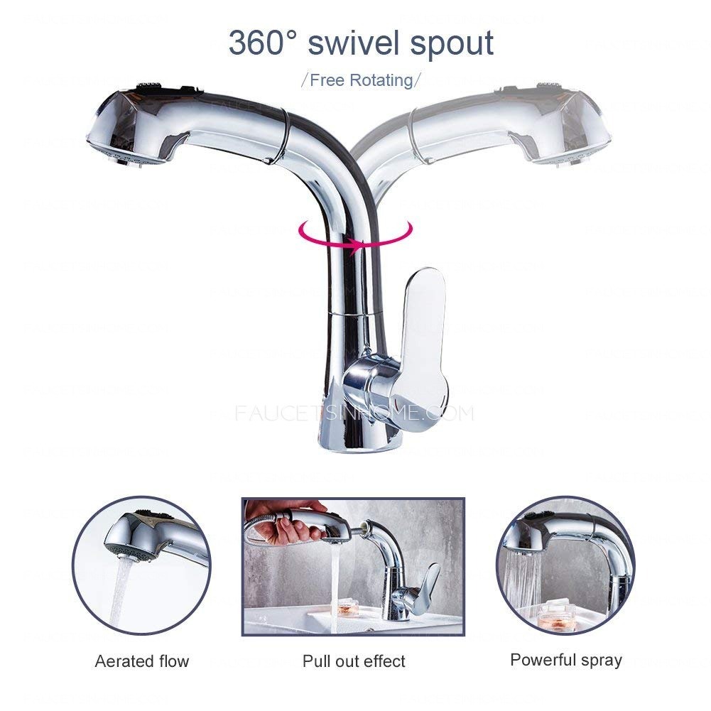 Pull Down Kitchen Sink Faucet Single Handle Pull Out Sprayer Mixer Tap 