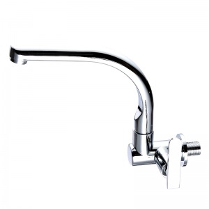Wall Mounted Basin Copper Single Handle Faucet Cold Water Chrome