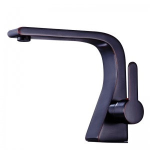 Copper Hot And Cold Water Faucet Chrome Single Handle Curved