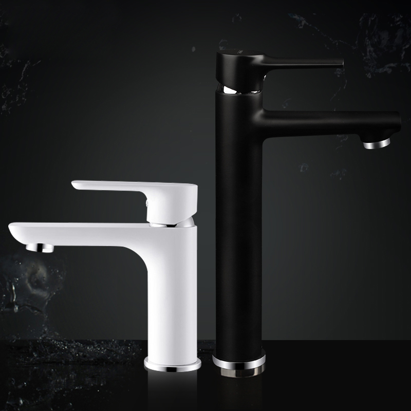 Elegant Black Hot And Cold Single Handle Faucet brass Lead Free