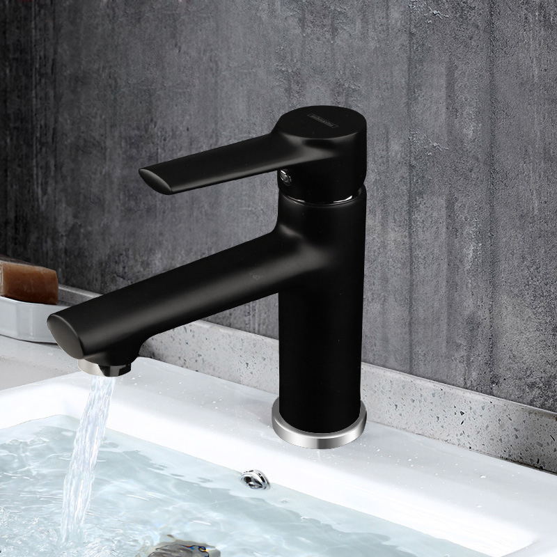 Elegant Black Hot And Cold Single Handle Faucet brass Lead Free