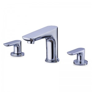 Classic Chrome Color Three Hole Double Handle Bathroom Sink Faucet