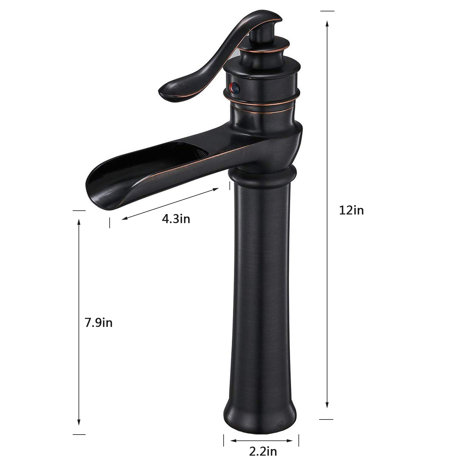 Waterfall Spout Oil Rubbed Bronze Bathroom Faucet Deck Mounted Vessel Sink Single Lever Handle Commercial Basin Mixer Tap Faucet One Hole