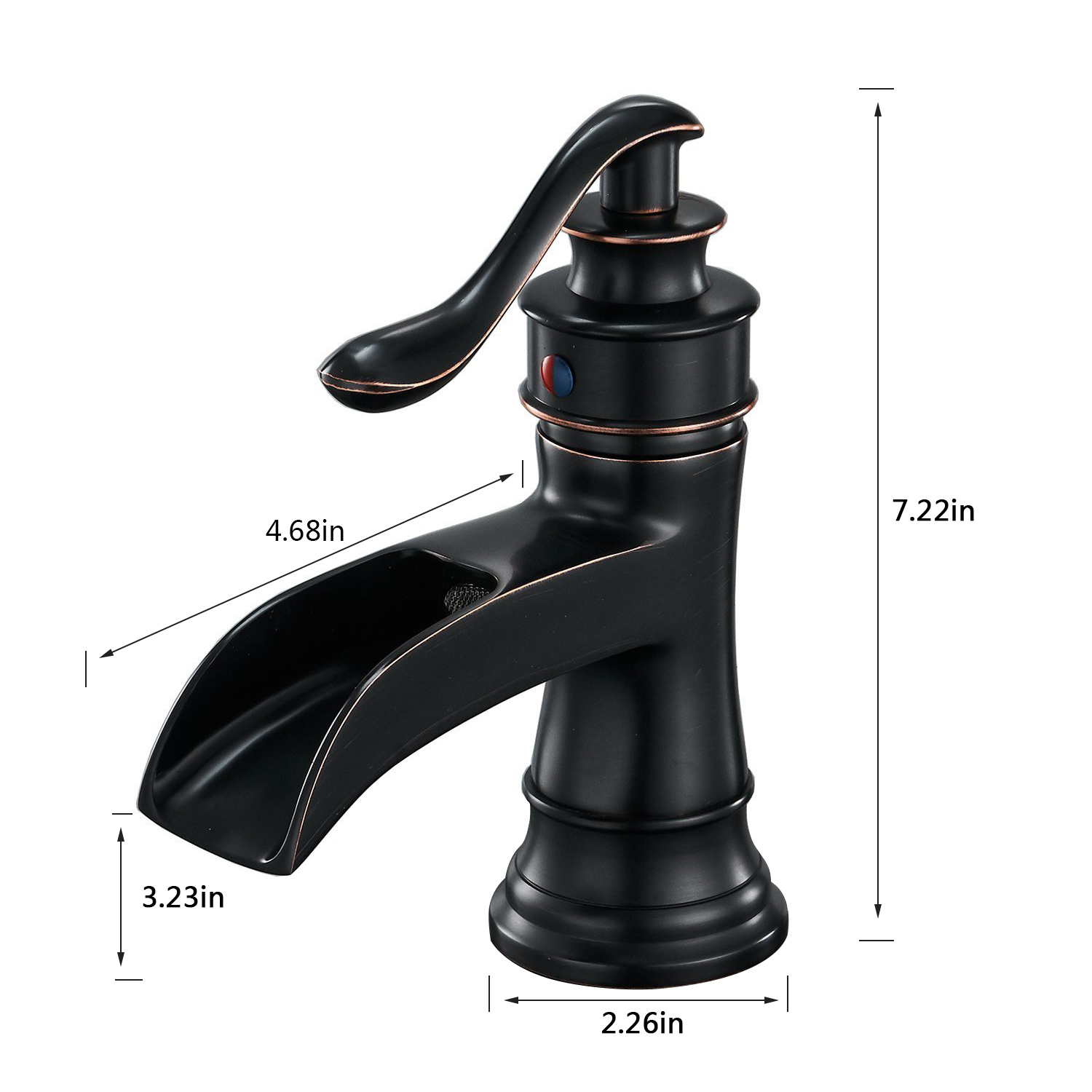 Waterfall Spout Oil Rubbed Bronze Basin Mixer Single Handle Vessel Bathroom Sink Faucet Commercial ORB Tap Faucet Deck Mount One Hole