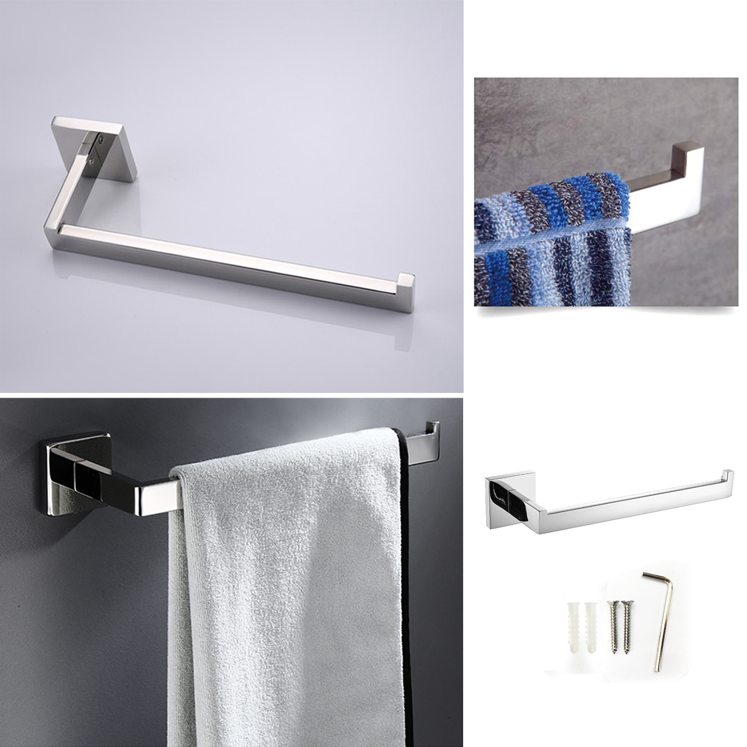 Bathroom Hardware Set Accessories 4-Piece Paper Towel Holder Towel Bar Set Towel Rack Robe Hook Bathroom Decor Stainless Steel