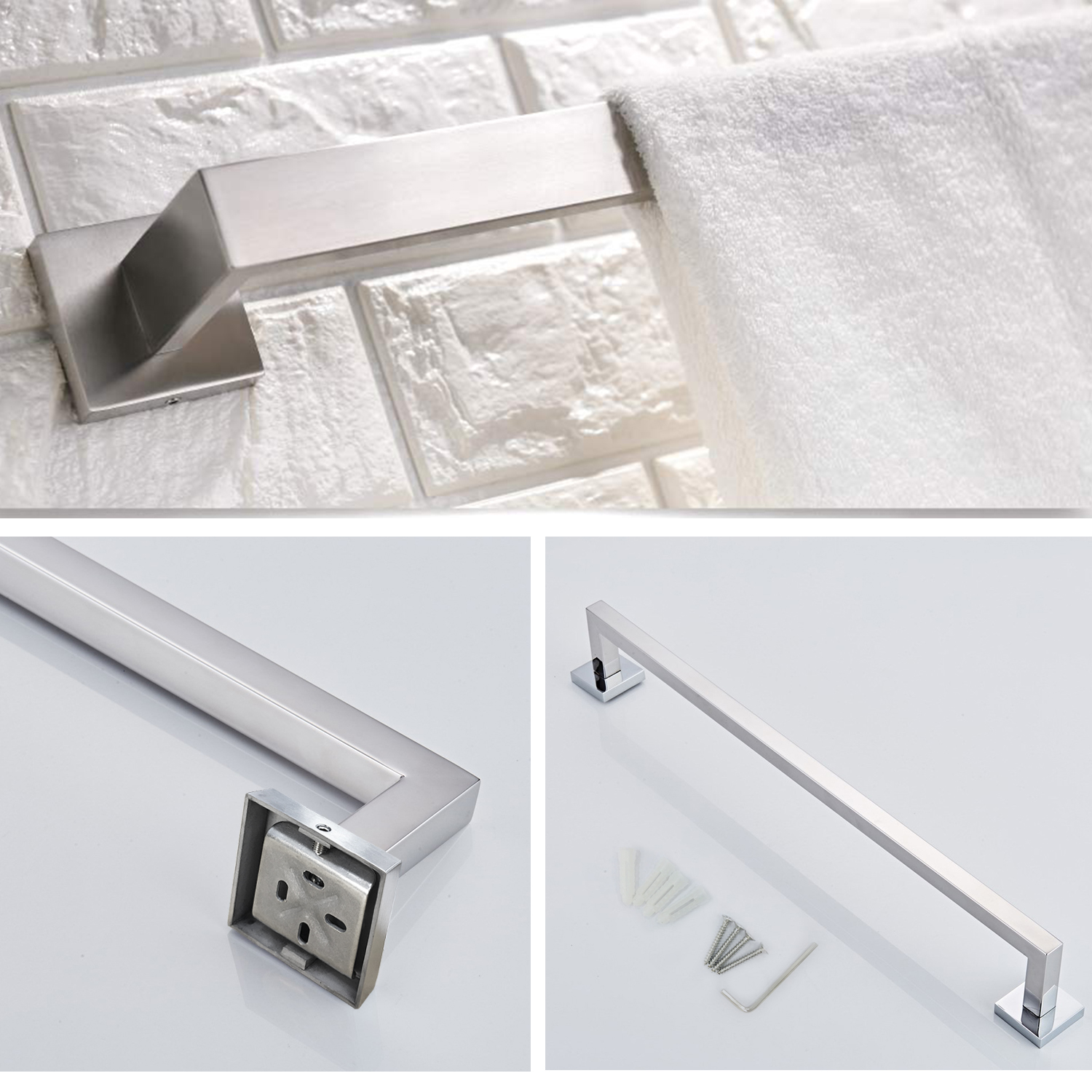 Paper Towel Holder Towel Bar 4 Pieces Bathroom Hardware Accessories Set Brushed Nickel Finished Silver