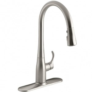  Pull Out Brushed Stainless One Hole Kitchen Faucet Cold and Hot Water