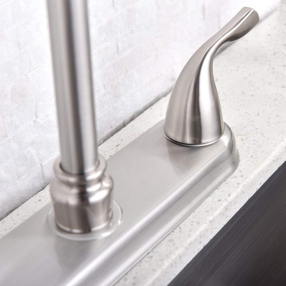 Kitchen Faucet Three Hole Brushed Nickel Two Handle Cold and Hot Water 