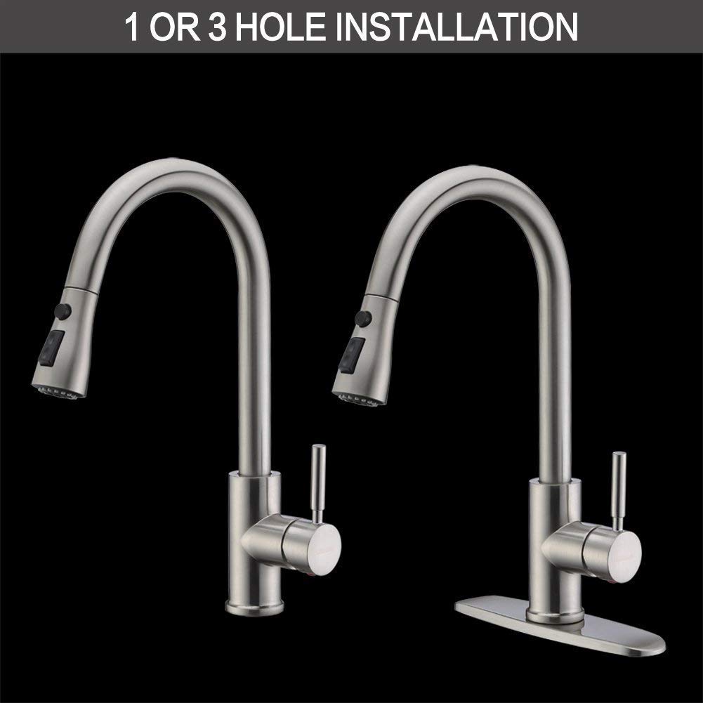 Pull Out Kitchen Faucet Brushed Nickel Cold and Hot Water
