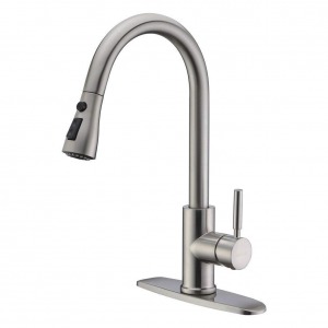 Pull Out Kitchen Faucet Brushed Nickel Cold and Hot Water