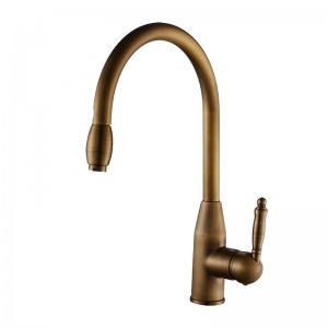 Pull Out kitchen Faucet Antique Brass Single Hole Cold and Hot Water