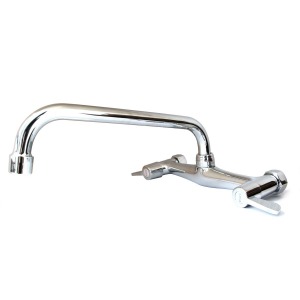 Vroweth Wall Mount Kitchen Faucet Polished Chrome Mixer Widespread Spout