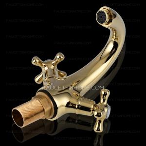 Vintage Gold Two Cross Handles Bathroom Sink Faucet